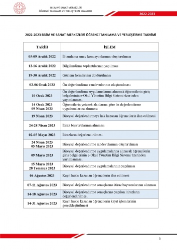 2022-2023 BİLSEM TAKVİMİ 1