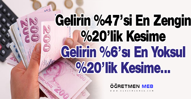 TÜİK Açıkladı, Gelirin Yarısına Yakını %20'lik Zengin Kesime