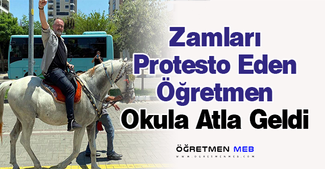 Zamları Protesto Eden Öğretmen Okula Atla Geldi