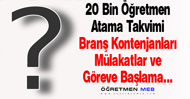 2022 Ağustos Eylül 20 Bin Öğretmen Atama Takvimi ve Branş Kontenjanları