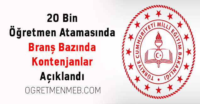 20 Bin Öğretmen Atamasında Branş Bazında Kontenjanlar Açıklandı