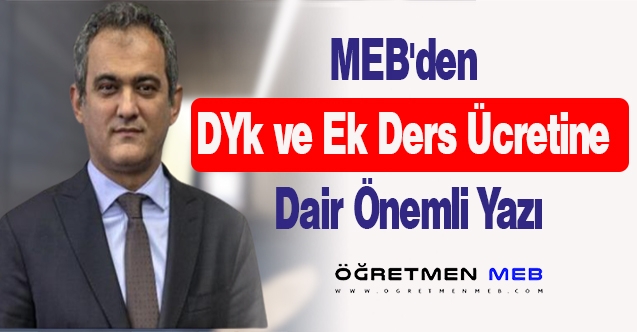 MEB'den DYk v ek ders ücretine dair önemli yazı