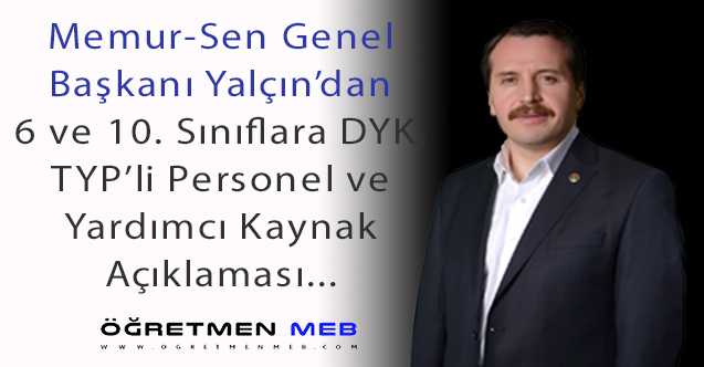 Ali Yalçın'dan TYP, DYK ve Yardımcı Kaynak Açıklaması