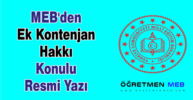 MEB'den Ek Kontenjan Hakkı Konulu Resmi Yazı