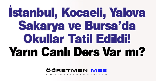 Sakarya, İstanbul, Bursa, Yalova ve Kocaeli'de Yarın(30.11.2021) Canlı Ders Olacak mı?