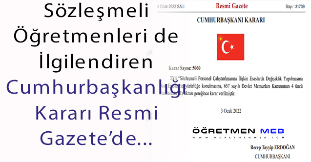 Sözleşmeli Personeli İlgilendiren Cumhurbaşkanlığı Kararı