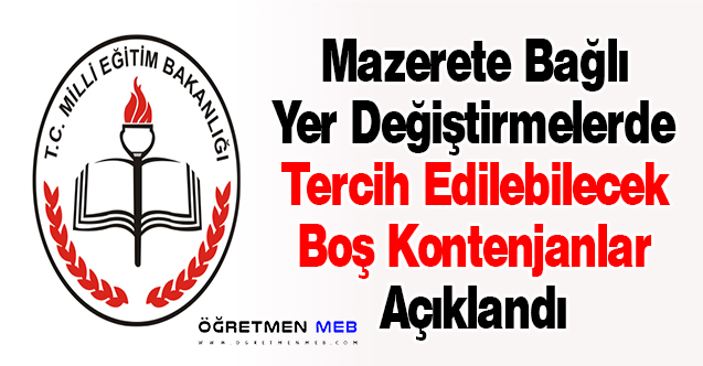 Mazerete Bağlı Yer Değiştirmelerde Tercih Edilebilecek Boş Kontenjanlar Açıklandı